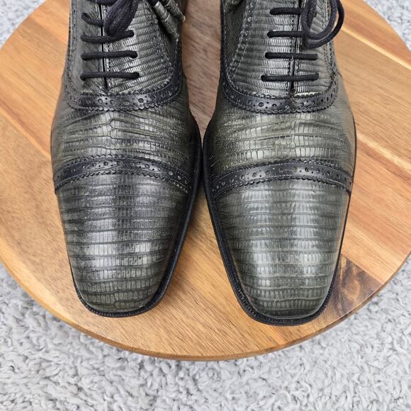 Mezlan Custom Mens 8M Bella Green Lizard Skin Cap Toe Brogue Oxford Dress Shoe main image 12